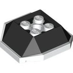 LEGO part 67013pat0001 Wedge Sloped 4 x 4 with White Underside Pattern (Koopa Troopa Shell) in Black