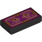 Tile 1 x 2 with Playing Card, Gold Decorations, Magenta Background print