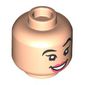 Minifig Head Mulan, Coral Lips, Raised Eyebrow Smile/Angry print
