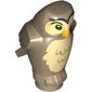 Animal, Bird, Owl Small, Angular Features with Orange Beak, Bright Light Yellow Eyes and Tan Chest Feathers Print