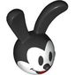 Minifig Head Special with Large Black Ears print (Oswald the Lucky Rabbit)