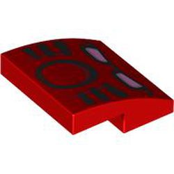LEGO part 15068pr0069 Slope Curved 2 x 2 x 2/3 with Tahu Mask print in Bright Red/ Red