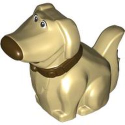 LEGO part 102116pr0001 Animal, Dog, Golden Retriever Sitting with Dark Brown Nose, Collar print (Dug) in Brick Yellow/ Tan
