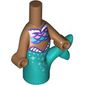 Microdoll Body Mermaid Dark Turquoise Tail, Dark Purple/Bright Pink/Dark Azure Shells