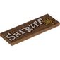 Tile 2 x 6 with white 'SHERIFF', Star on Wooden Board print