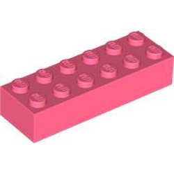 LEGO part 2456 Brick 2 x 6 in Vibrant Coral/ Coral