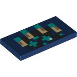 LEGO part 87079pr0301 Tile 2 x 4 with Pixelated Tan/Dark Turquoise Rib Cage print in Earth Blue/ Dark Blue