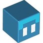 Minifig Head Special, Small Cube (Baby), Medium Azure Top, White Eyes Print
