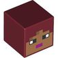 Minifig Head Special, Cube with Nougat Face, Magenta Lips print