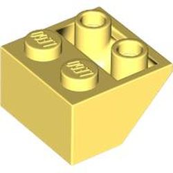 LEGO part 76959 Slope Inverted 45° 2 x 2 [Round Hollow Bottom Pin, Bar-sized Stud Holes] in Cool Yellow/ Bright Light Yellow
