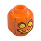 Minifig Head Pumpkin, Yellow Eyes/Mouth Print