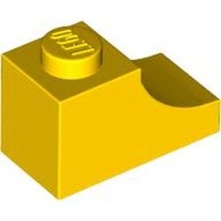 LEGO part 78666 Brick Curved 2 x 1 with Inverted Cutout in Bright Yellow/ Yellow