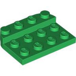 LEGO part 3263 Plate Round Two Corners 3 x 4 with 1 x 4 Raised Edge Studs in Dark Green/ Green