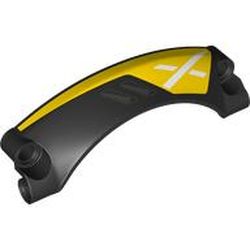 LEGO part 2459pr0002 Technic Panel Car Mudguard Arched 9 x 2 x 3, Arched Top #42 with Yellow Paint, White X print in Black