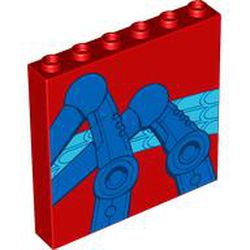 LEGO part 59349pr0020 Panel 1 x 6 x 5 with Blue Mechanical Spider Legs print in Bright Red/ Red
