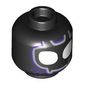 Minifig Head Black Panther, Large White Eyes, Silver/Dark Purple Mask print