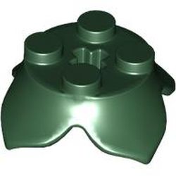 LEGO part 15469 Plate Round 2 x 2 x 2/3 with + Axle Hole and 4 Leaf Extensions in Earth Green/ Dark Green