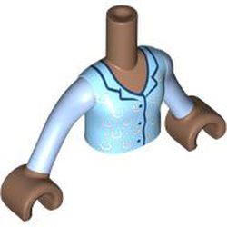 LEGO part 92456c16pr0479 inidoll Torso Girl with Bright Light Blue Shirt, White Horse Shoes, Dark Blue Trim print, Meium Brown Arms and Hands in White