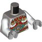 Torso, Tunic, Dark Red/Gold/White/Dark Turquoise Decorations print, White Arms, Light Bluish Gray Hands