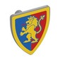 Shield Triangular with Lion Standing Yellow on Blue/Red Halves Background Print