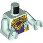 Torso, Gold Chains/Necklace, Yellow Belt, Dark Purple/Magenta Decorations print, Light Aqua Arms and Hands