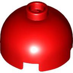 LEGO part 3262 Brick Round 2 x 2 Dome Top - Vented Stud with Bottom Axle Holder x Shape + Orientation. in Bright Red/ Red