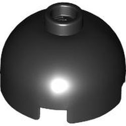 LEGO part 3262 Brick Round 2 x 2 Dome Top - Vented Stud with Bottom Axle Holder x Shape + Orientation. in Black