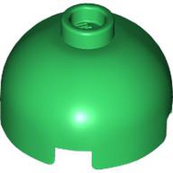 LEGO part 3262 Brick Round 2 x 2 Dome Top - Vented Stud with Bottom Axle Holder x Shape + Orientation. in Dark Green/ Green