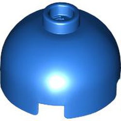 LEGO part 3262 Brick Round 2 x 2 Dome Top - Vented Stud with Bottom Axle Holder x Shape + Orientation. in Bright Blue/ Blue