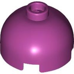LEGO part 3262 Brick Round 2 x 2 Dome Top - Vented Stud with Bottom Axle Holder x Shape + Orientation. in Bright Reddish Violet/ Magenta