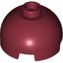 LEGO part 3262 Brick Round 2 x 2 Dome Top - Vented Stud with Bottom Axle Holder x Shape + Orientation in Dark Red