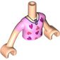 Minidoll Torso Girl with Bright Pink Shirt, Coral/Dark Pink Hearts, Coral Musical Note print, Light Nougat Arms and Hands