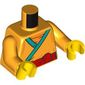 Torso, Tunic/Rove, Dark Turquoise Trim, Red Belt print, Bright Light Orange Arms, Dark Blue Hands