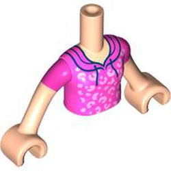 LEGO part 92456c01pr0482 Minidoll Torso Girl with Dark Pink Shirt, Bright Pink Spots, Dark Blue Laces print, Light Nougat Arms and Hands in White