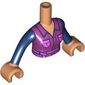 Minidoll Torso Woman with Magenta Jacket, Dark Pink Pockets, Belt, Dark Blue Sleeves print, Nougat Arms and Hands