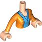 Minidoll Torso Woman with Orange Jacket, Dark Blue Necklace, Dark Azure Shirt print, Light Nougat Arms and Hands