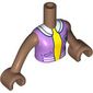 Minidoll Torso Girl with Medium Lavender Jacket, White Trim, Dark Blue Horse, Yellow Shirt print, Medium Brown Arms and Hands