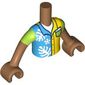 Minidoll Torso Boy with Yellow/Dark Azure/Lime Shirt, Pocket, White Shirt print, Medium Nougat Arms and Hands