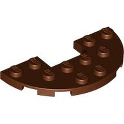 LEGO part 18646 Plate Round Half 3 x 6 with 1 x 2 Cutout in Reddish Brown
