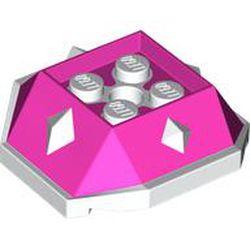LEGO part 67931pat0001 Wedge Sloped 4 x 4 with Diamond Spikes with White Underside Pattern in Bright Purple/ Dark Pink