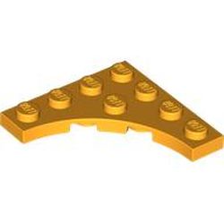 LEGO part 35044 Plate Special 4 x 4 with Curved Cutout in Flame Yellowish Orange/ Bright Light Orange