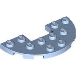 LEGO part 18646 Plate Round Half 3 x 6 with 1 x 2 Cutout in Light Royal Blue/ Bright Light Blue