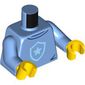 Torso, Bright Light Blue Police Badge print, Medium Blue Arms, Yellow Hands