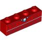 Brick 1 x 4 with White Dots, Dark Red Squares print
