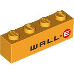 LEGO part 3010pr0086 Brick 1 x 4 with 'WALL.E' print in Flame Yellowish Orange/ Bright Light Orange