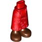 Minidoll Hips and Skirt with Ankles with Red Dress, Dark Red/Pink Flowers, Reddish Brown Boots print