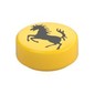 Tile Round 1 x 1 with Black Ferrari Horse print