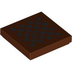 LEGO part 3068bpr0670 Tile 2 x 2 with Groove, Black Checks Print in Reddish Brown