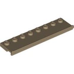 LEGO part 30586 Plate Special 2 x 8 with Door Rail in Sand Yellow/ Dark Tan