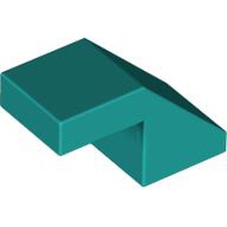 LEGO part 28192 Slope 45° 2 x 1 with 2/3 Inverted Cutout and no stud in Bright Bluish Green/ Dark Turquoise